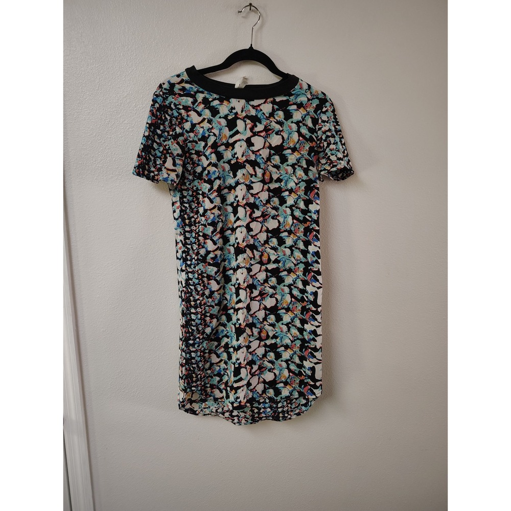 Truth NYC Womens Abstract Floral Short Sleeve Shift Dress Multicolor Size Small